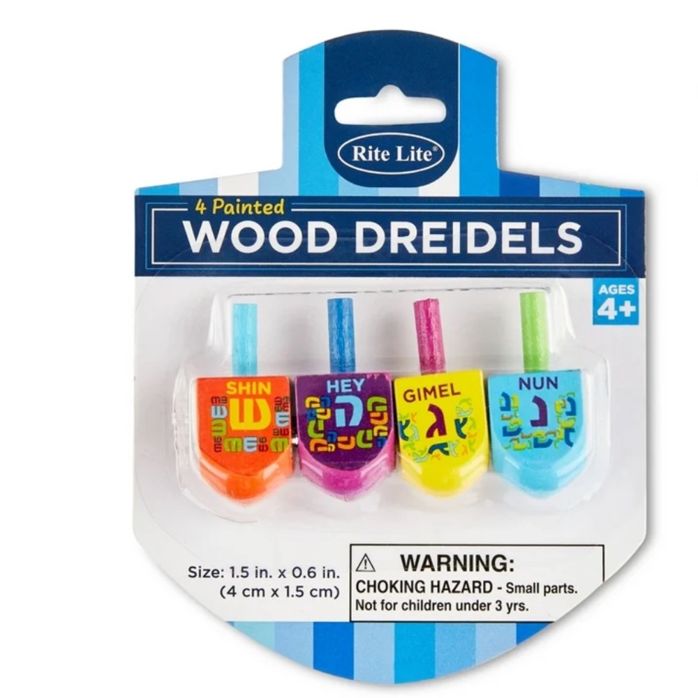 NWT 4pk Rite Lite Wood Painted Dreidels